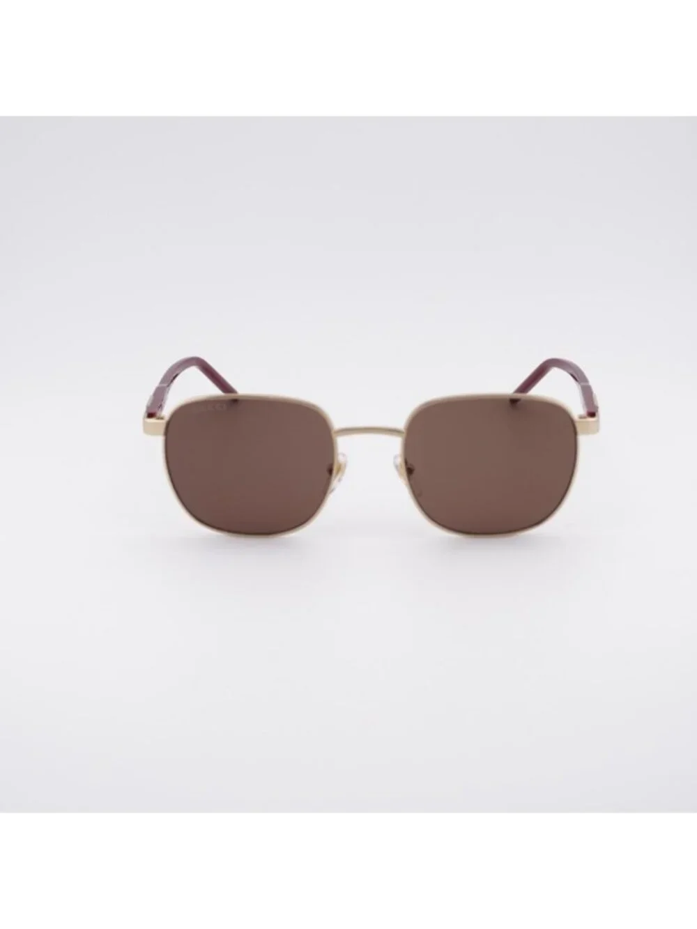 Gucci GG1799S 004 Sunglasses Gold/Burgundy Square Frame, Brown Lenses